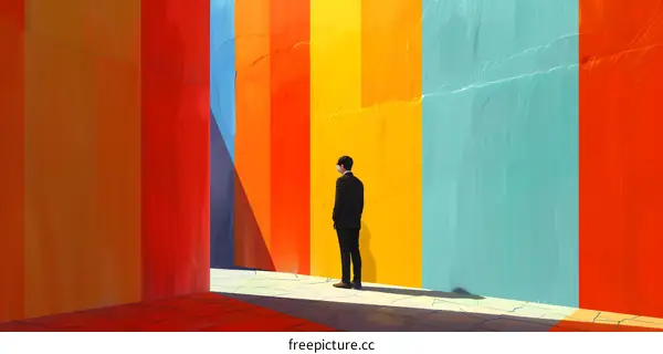 Man Standing in Front of Colorful Wall
