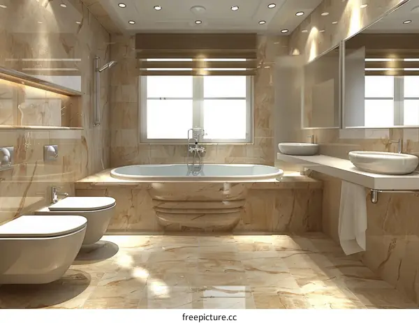 Luxury Modern Beige Bathroom Interior Design
