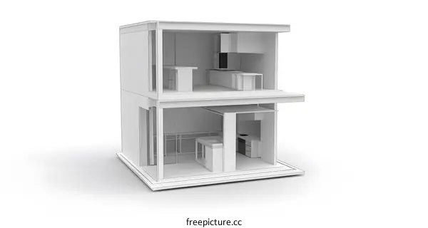 Modern Minimalist House Interior Design 3D Illustration