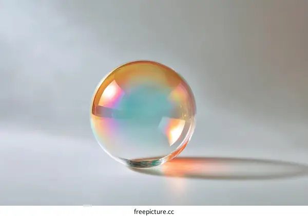 Colorful Transparent Sphere on Light Grey Background