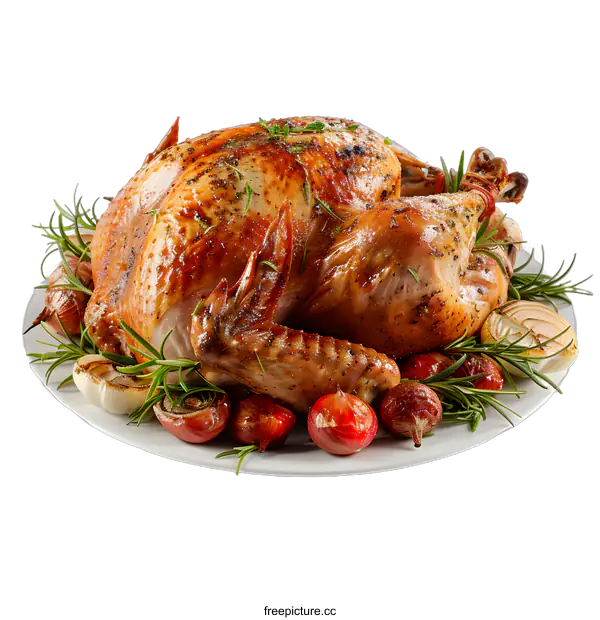 [Transparent Background PNG]Roasted Turkey with Rosemary and Shallots