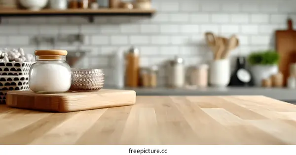 Modern Kitchen Table Top with Kitchenware