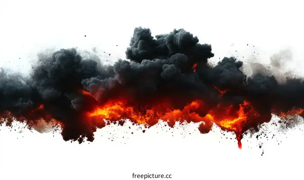 Fiery Explosion with Dense Smoke