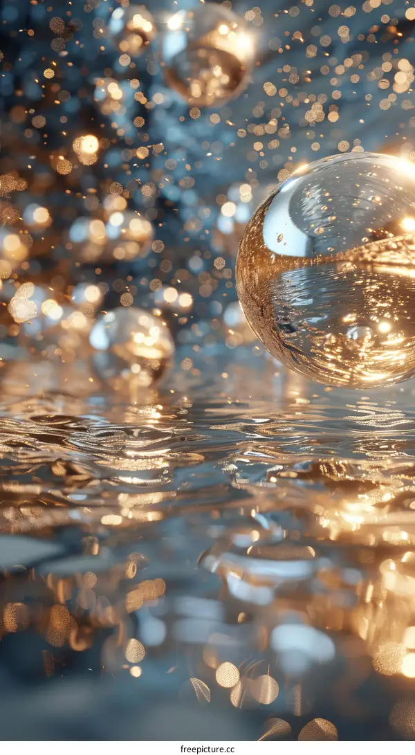 Abstract Golden Bubbles in Water