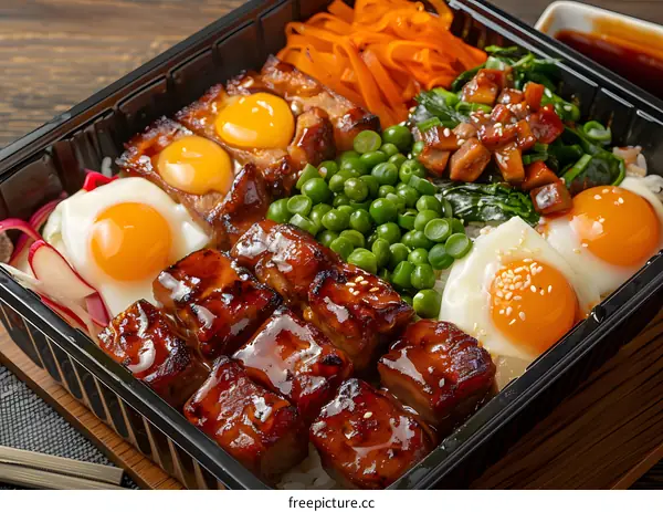 korean food in a take away box