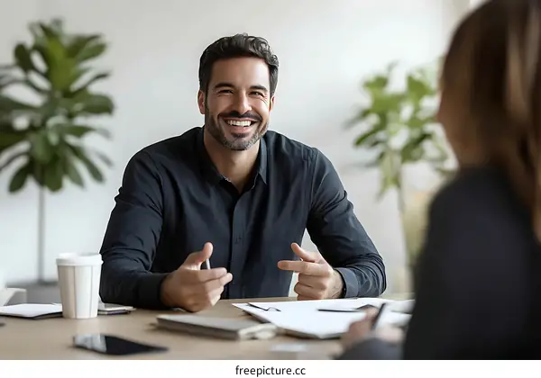 Business Interview Success  Happy Caucasian Male