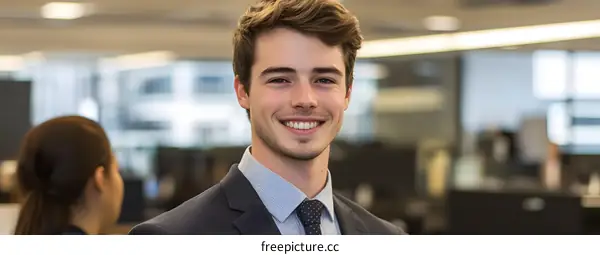 Smiling Businessman in Office