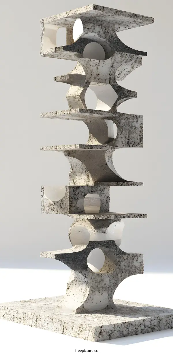 Abstract Concrete Sculpture with Geometric Shapes