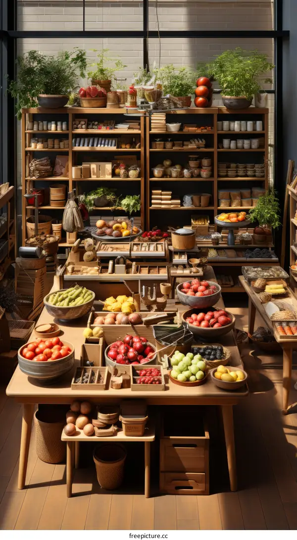 A grocery store is full of fresh fruits and vegetables.