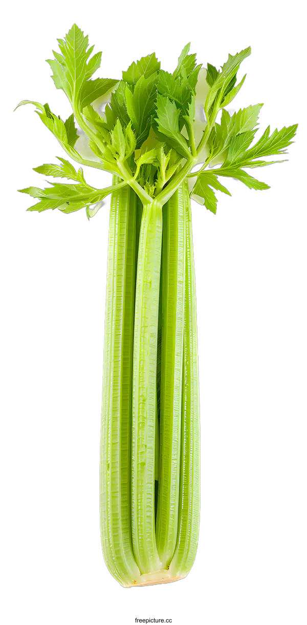 [Transparent Background PNG]Fresh Green Celery Stalks Isolated on White Background