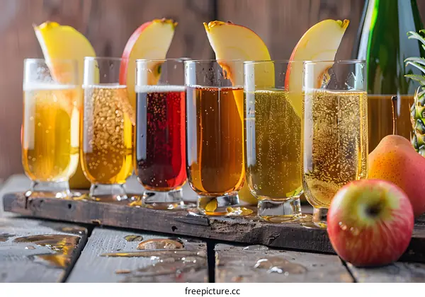 Apple Cider Flavors in Glasses with Apple Slices