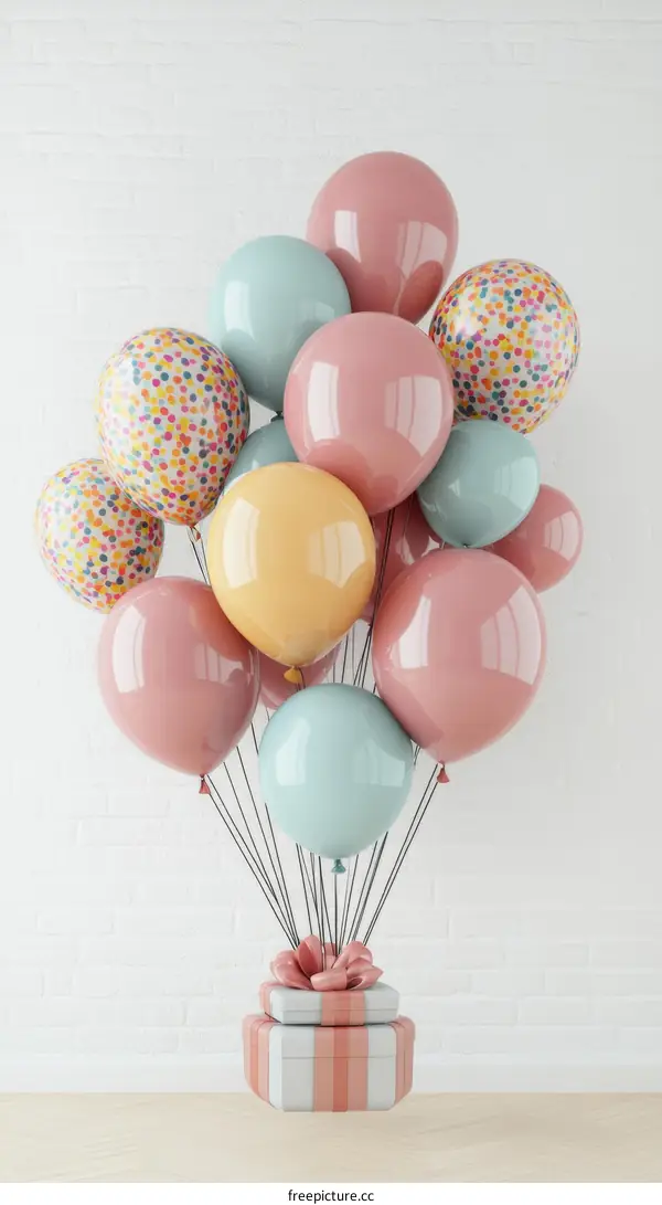 Colorful Balloons Floating Gift Box