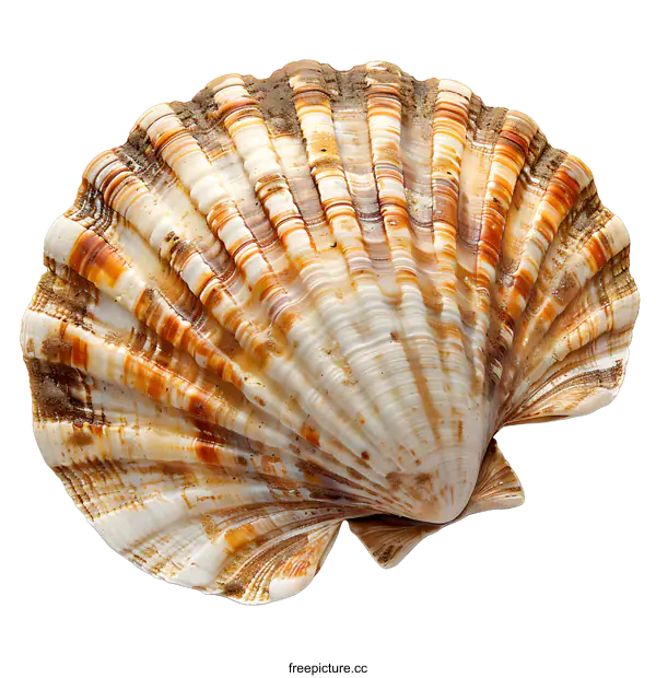 [Transparent Background PNG]A beautiful seashell with orange and white stripes.