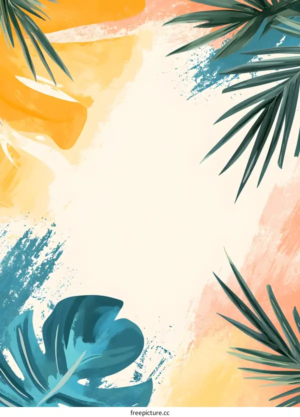 Tropical Leaf Watercolor Background
