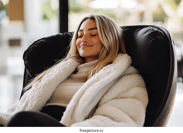 Woman Relaxing in a Cozy Chair