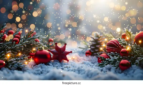 Christmas decoration with red and gold ornaments