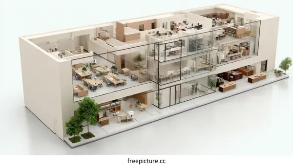 Modern Office Building Floor Plan Illustration