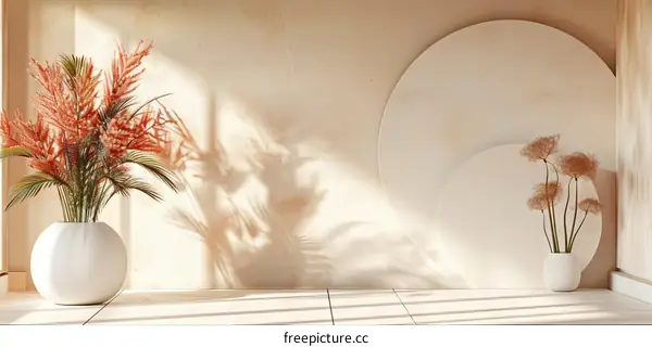 Soft beige background with soft shadows and light