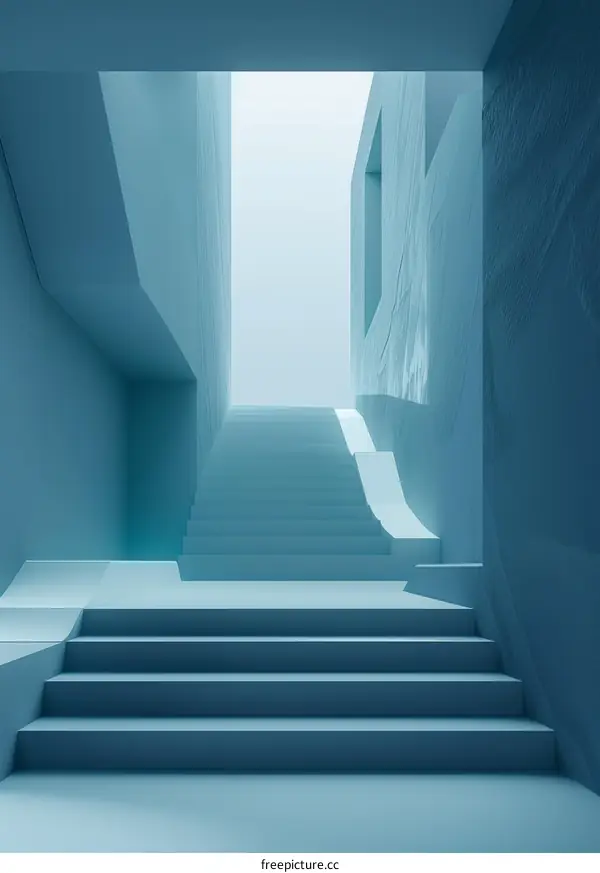 Blue Surreal Minimalist Staircases