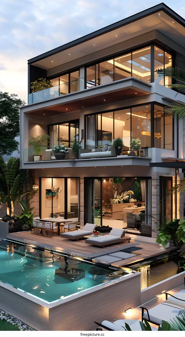 Modern luxury house with pool