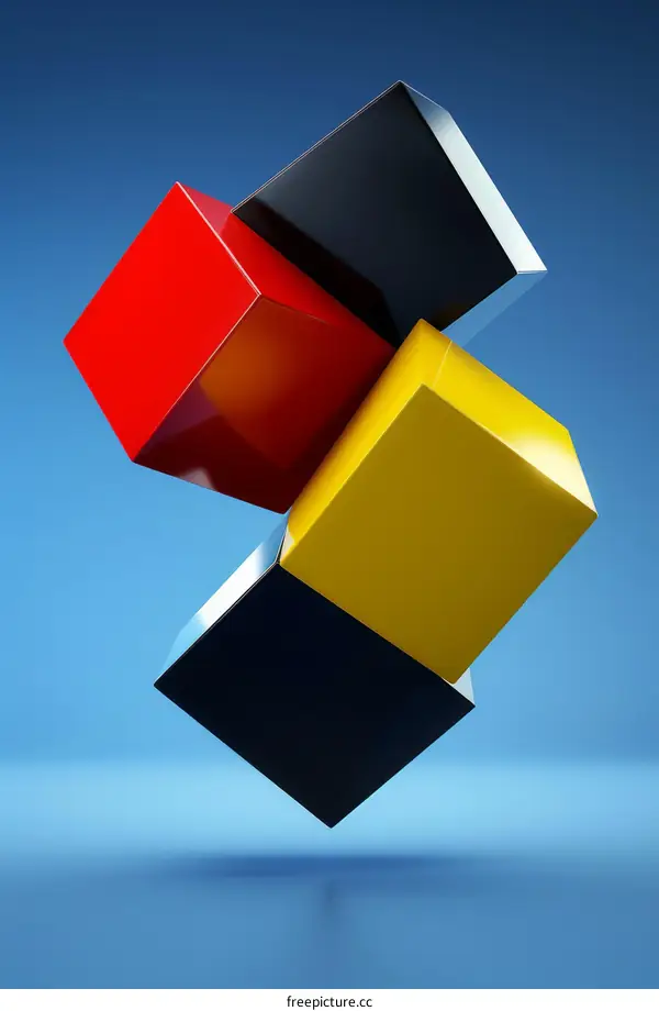 Vibrant 3D Cubes in Red, Yellow, and Black