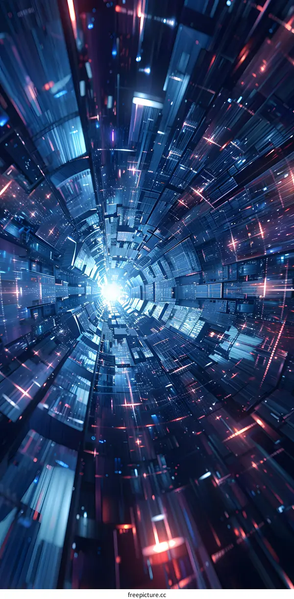 Blue and purple technology tunnel