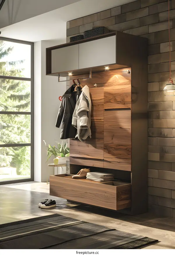 Modern Wooden Hallway Storage Cabinet with Drawers