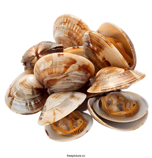 [Transparent Background PNG]Fresh clams on a white background