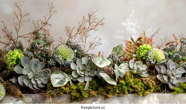 Close Up Green Succulents Arrangement