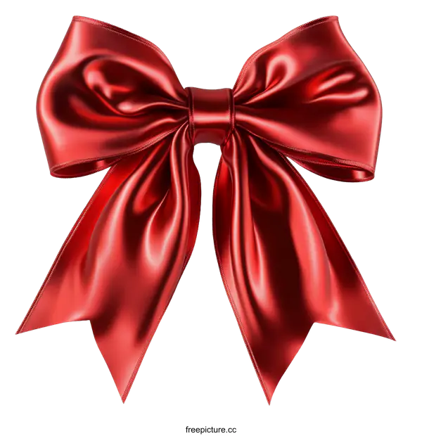 [Transparent Background PNG]Elegant Red Satin Ribbon Bow Illustration