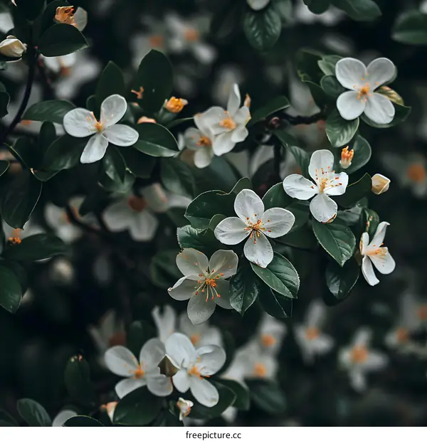Close Up of White Flowers on a Branch