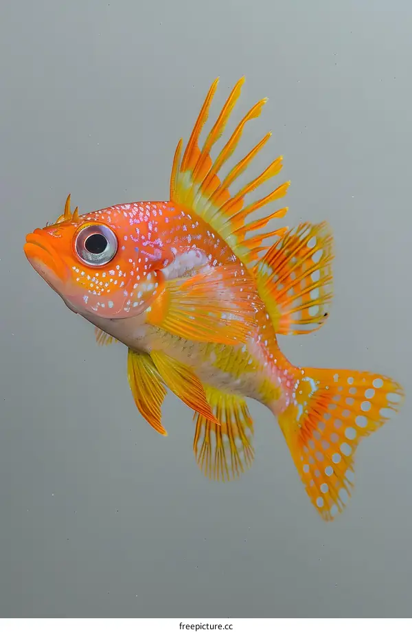 Orange Fish Swimming on Gray Background