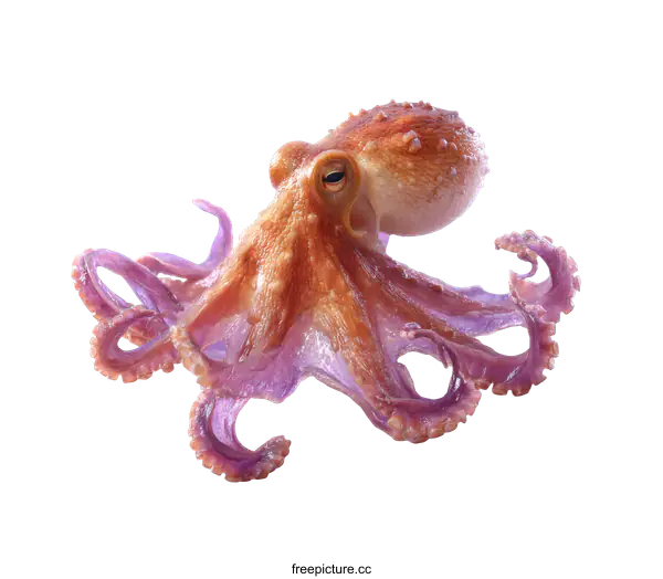[Transparent Background PNG]Close-up View of a Colorful Octopus