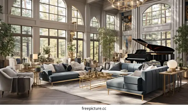 Luxurious Living Room with Piano