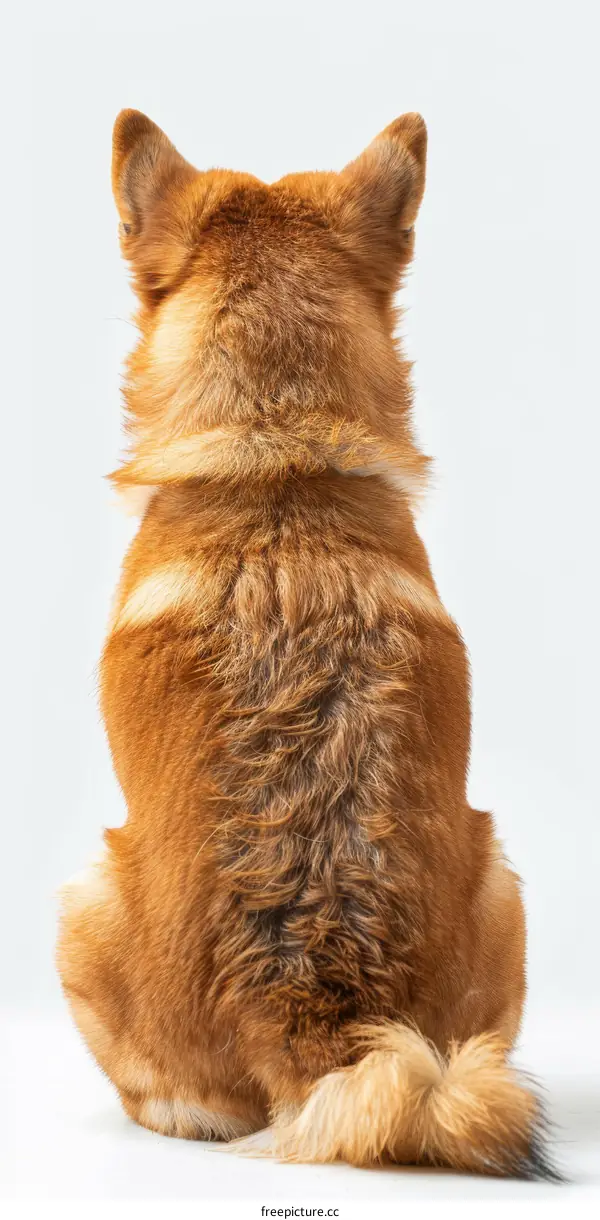 Fluffy brown dog from behind