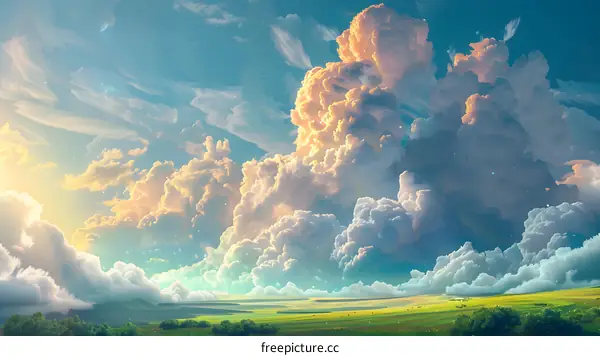 white clouds and blue sky