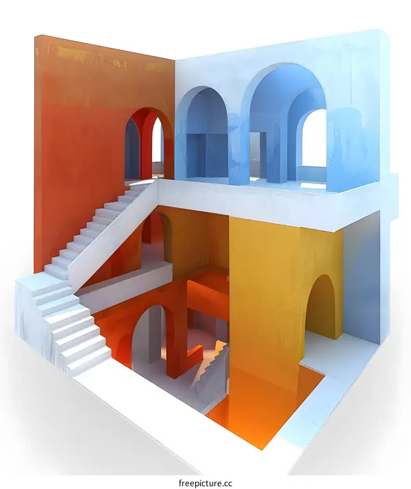 Optical illusion of staircases and archways