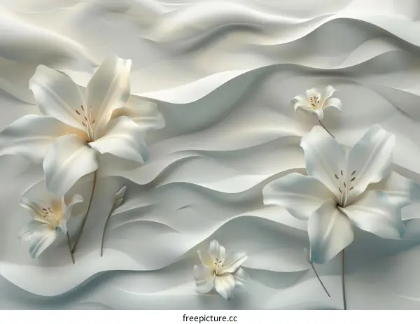Elegant White Lily Floral Design Wallpaper