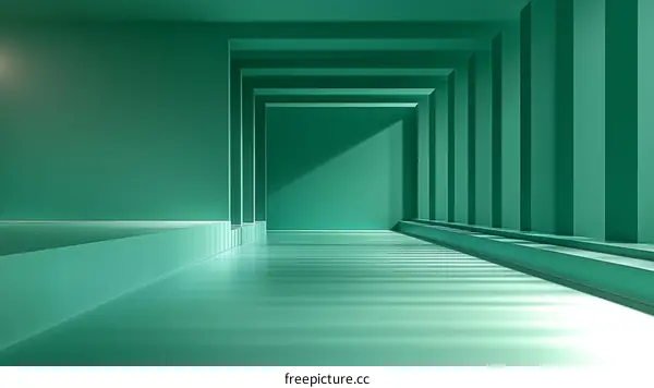 Abstract Green Architectural Corridor