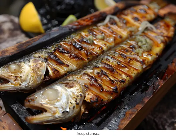 Close Up of Grilled Mackerel Fish