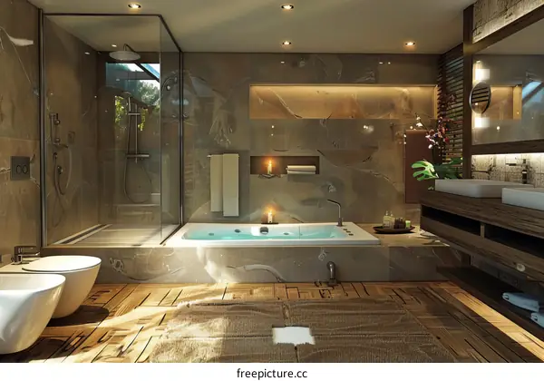Modern Luxurious Bathroom Design with Spa Features