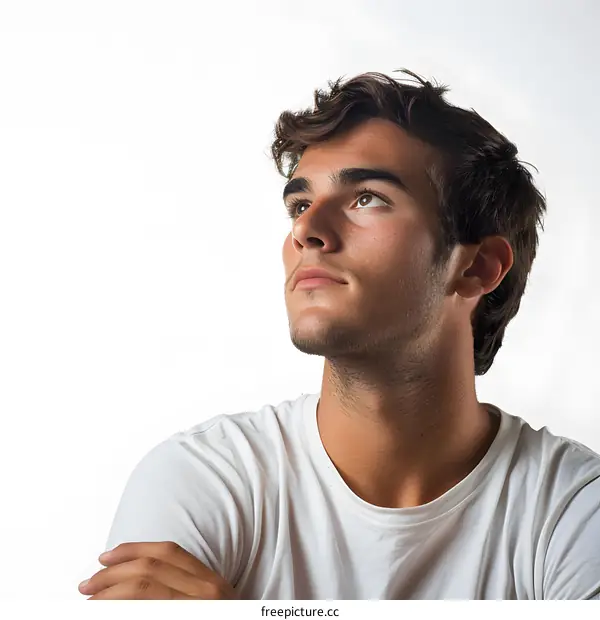 Portrait of a Young Man Looking Up