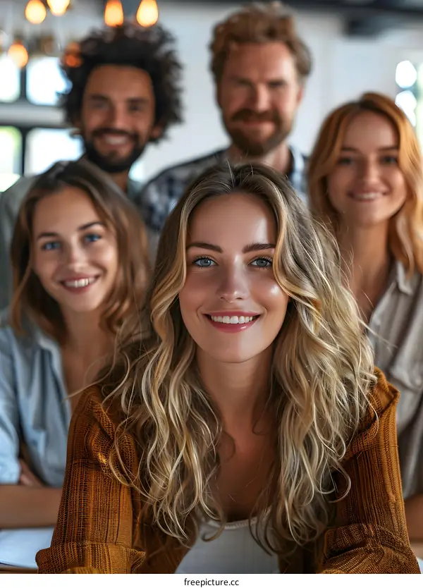 Group of Happy Smiling Diverse Friends Together