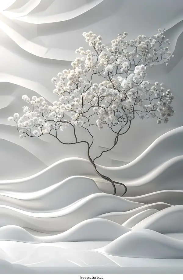 White Cherry Blossom Tree in Bloom