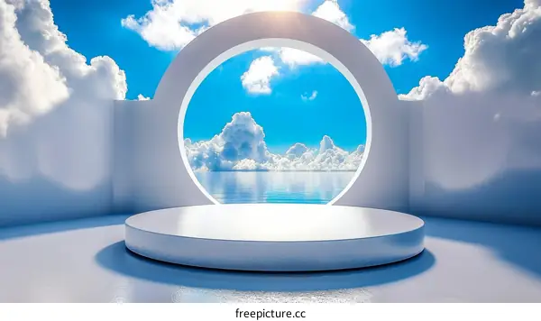 Abstract White Stage with Sky View