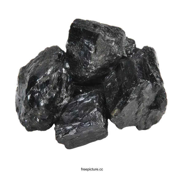 [Transparent Background PNG]Raw Black Tourmaline Crystals Display
