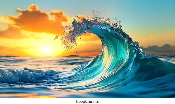 Stunning Sunrise Ocean Wave