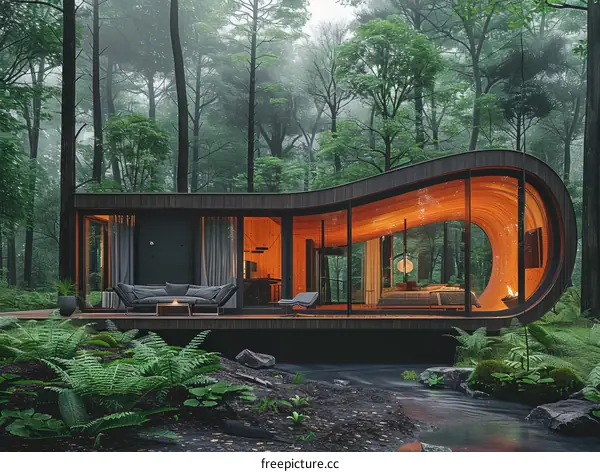 Wooden house in the middle of the forest