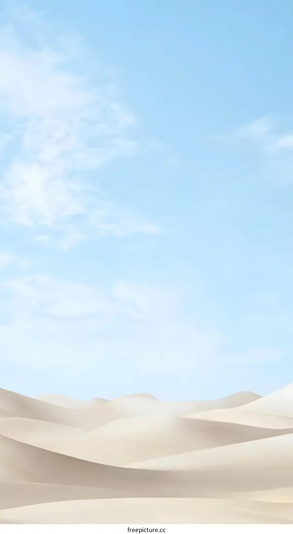 Minimalist Desert Landscape with Blue Sky and White Clouds