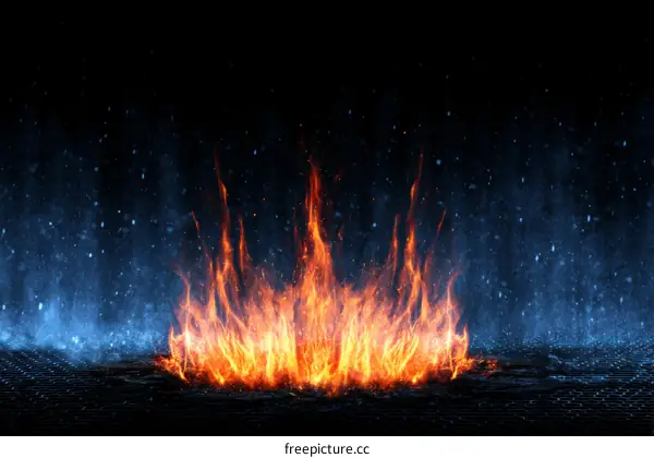 Fiery Flames Against a Cold Night Sky